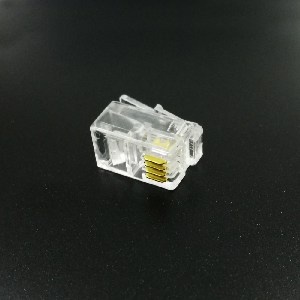 100pcs RJ11 4P4C Telefoon Connector RJ-11 4 Cores Connector