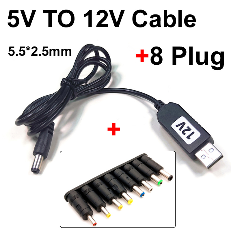 Universal 5V 9V 12V USB a DC Cable de alimentación USB Jack Cable de carga conector 55*25 para enrutador Mini ventilador altavoz cámara: Naranja