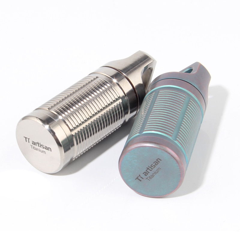 Tiartisan bærbar titanium pilleæske kasse vandtæt opbevaring af batteri ultralet titanium beholder
