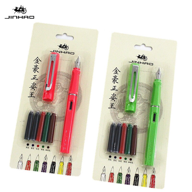 Pluma estilográfica JINHAO 599A, juego de bolígrafos de tinta correctora de postura de escritura de 0,5 Mm para útiles escolares para estudiantes, papelería
