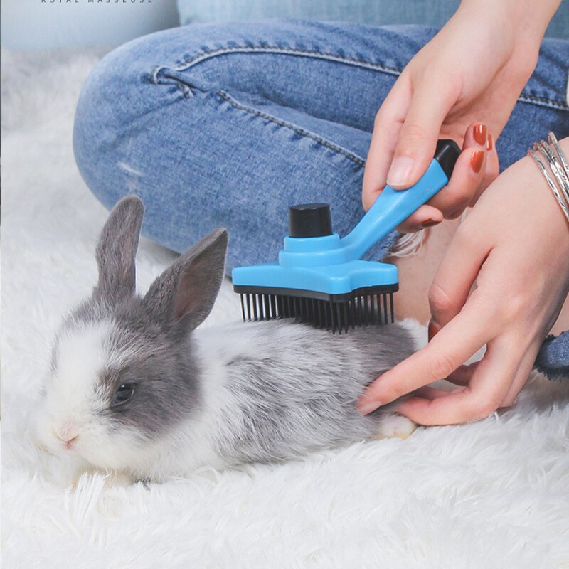 Peine con un botón para mascotas, utensilio para quitar el vello, fácil limpieza, sin dañar la piel, suministros de limpieza para mascotas