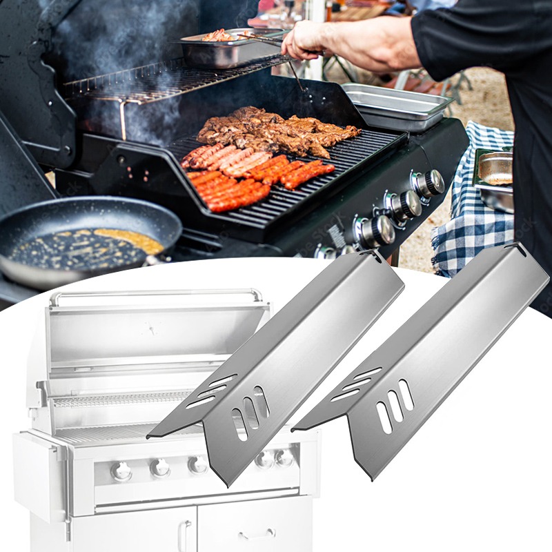 Universal 15 Inch Grill Heat Tents Shields Stainless Steel for Gas Grill Burners Cover Flame Tamers Grill Replacement Parts