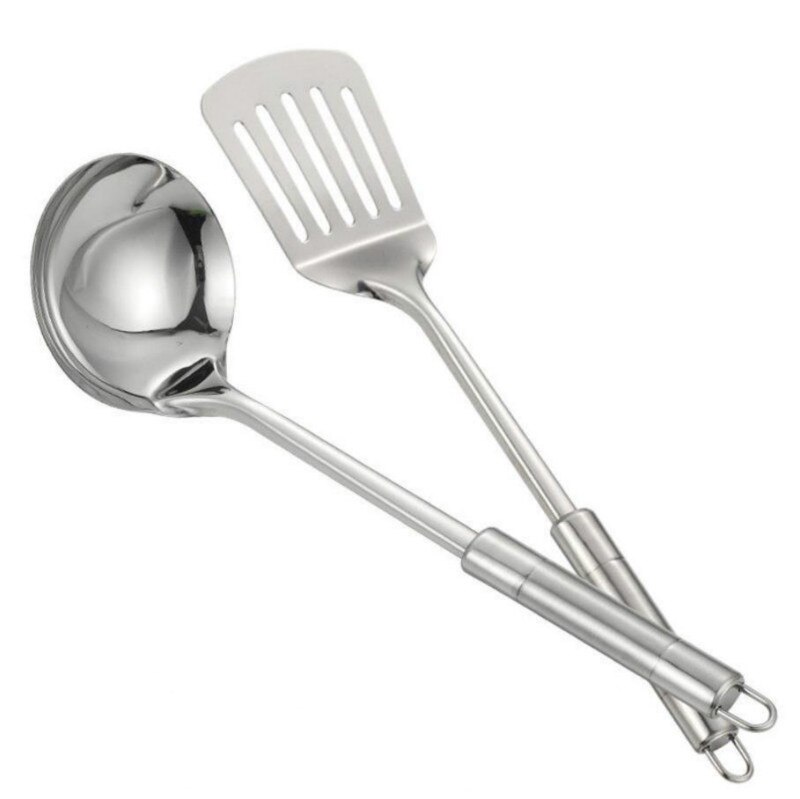 Antirust Cooking Tool Sets 304 Food Stainless Steel Kitchen Tools Gadgets Spatula Colander Soup Spoon Home Healthy Tools E11825: 9