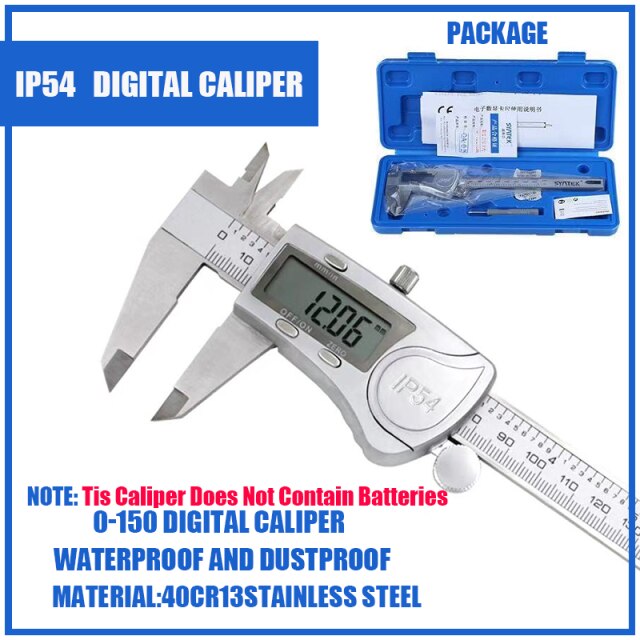 Digital Metal Caliper Electronic Vernier Caliper tool Micrometer Ruler Measuring Tools ABS Plastic Shell 0-150mm Calipers: Waterproof digital