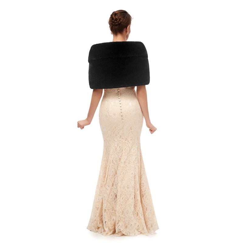 Chales negros de piel para mujer, abrigos para vestidos formales de boda, prendas de vestir exteriores de boda, capa nupcial, otoño e invierno, Boleros cálidos, novedad de