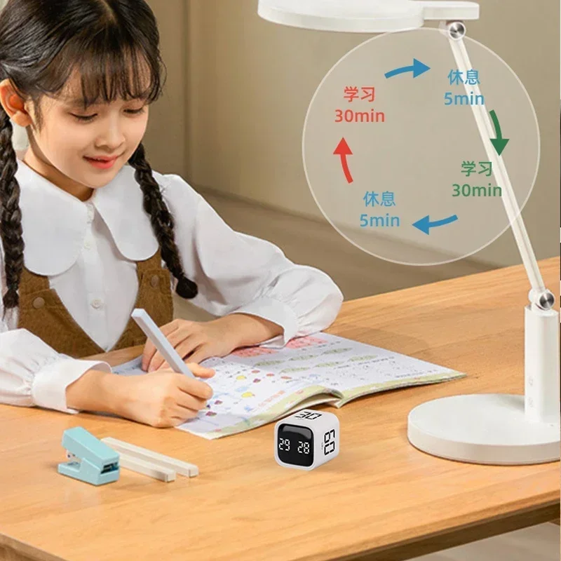 Productiviteit Kubus Timer Zwaartekrachtsensor Flipping LED-display 4 vooraf ingestelde tijd Dubbele modi Countdown Kookstudie Mini digitale timer
