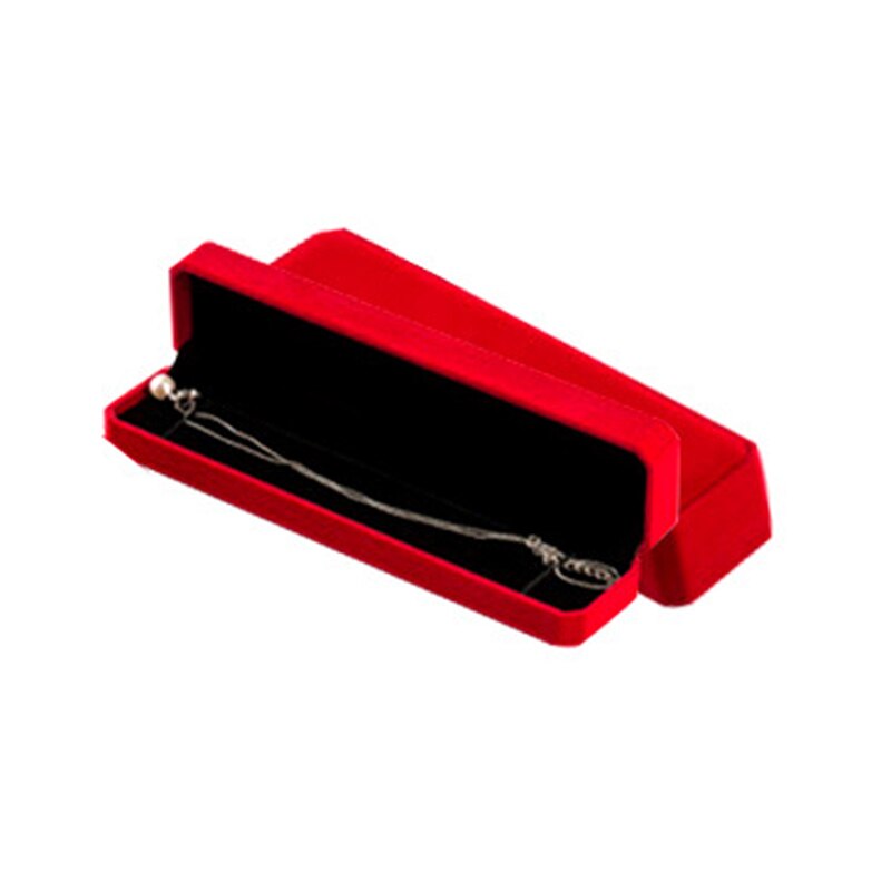 1 PC Storage Presentation Necklace/Bracelet/Ring/Pendant Jewelry Box Velvet Case Plastic Display Box 4 Colors: Red  Necklace Box