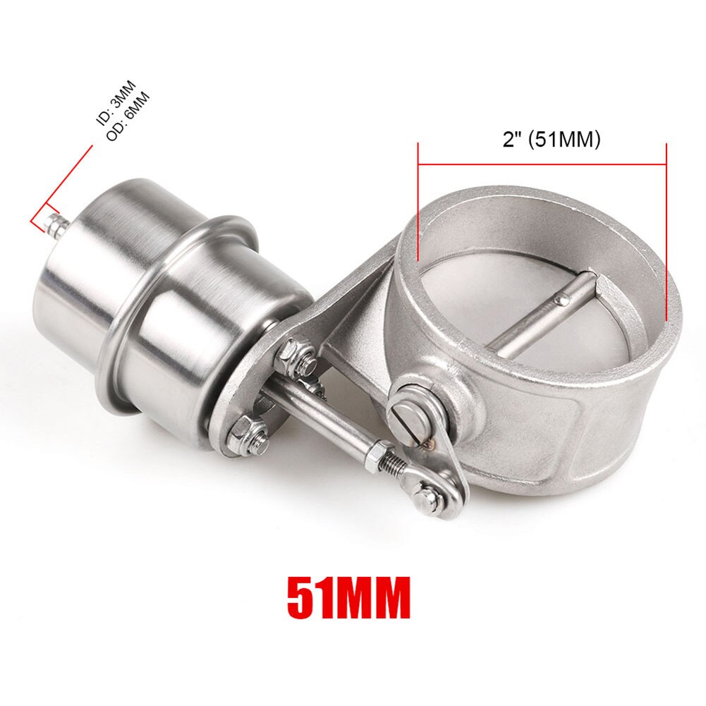 51/63mm/76mm Metal Exhaust Control Valves Vacuum Actuator Closed Style Downpipe: Silver  51mm