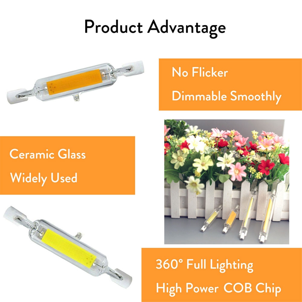 R7S 78mm 118mm COB Glas Rohr LED Keramik 3W 5W 7W 12W 15W 20W Ersetzen Halogen Lampe Leistungsstarke Led Spot Glühbirne