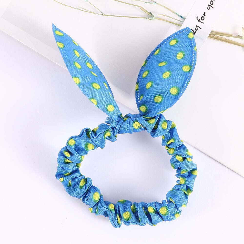 10 Pcs/lot Gilrs Cute Rabbit Ears Flower Elastic Hair Bands Ponytail Holders Rubber Bands Dot Hair Rope Headwear Hair Accessorie