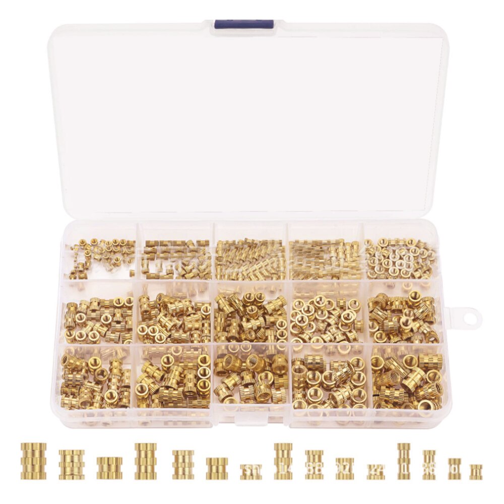 400Pcs/Lot Nuts M2 M3 M4 M5 Brass Female Thread Knurled Threaded Insert Round Injection Moulding Knurled Nuts Assortment Kit