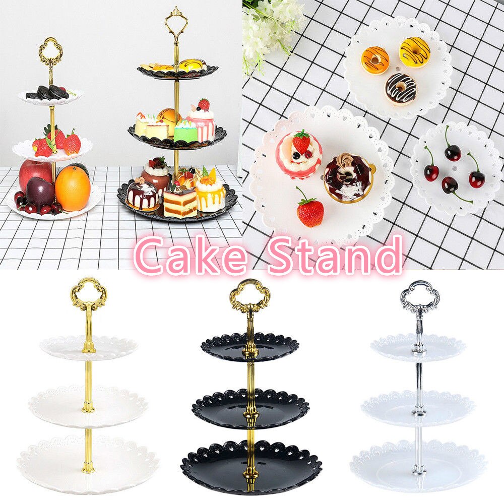 3 Tier Cake Stand Afternoon Tea Wedding Plates Party Tableware Bakeware Plastic Tray Display Rack Cake Decorating Tools