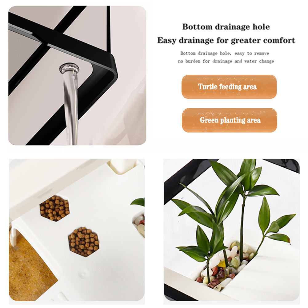 Large Transparent Turtle Tank Aquarium Fish Tank with Bottom Drain Reptiles Amphibians with Basking Platform Open Breeding Box