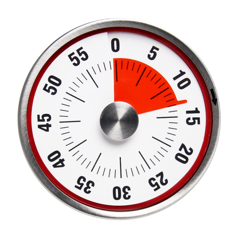 Magnetisk kjøkken timer mekanisk matlaging vekkerklokke bakepåminnelse mini rund form rustfritt stål manuell nedtelling