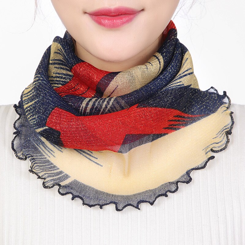 Chiffon Zomer Hals Kraag Sjaal Dames Gezicht Cover Maskers Zijde Bib Zonnebrandcrème Verscheidenheid Zon Bescherming Cirkel Sjaal Mesh Hoofdband