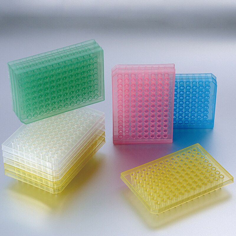 Placa PCR de laboratorio, 96 Well, PP, transparente, 5 uds.