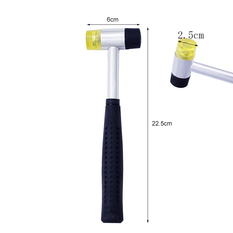 25mm Double Face Soft Touch Hammer Black Plastic Coated Grip Double Head Rubber Hammer Handheld Tool Leather DIY Tool
