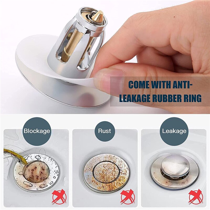Pop-Up Kitchen Sink Plug Hair Catcher Bathroom Drain Pop-Up For Sink Plug Universal Washroom Stopper Stainless Steel Drainer