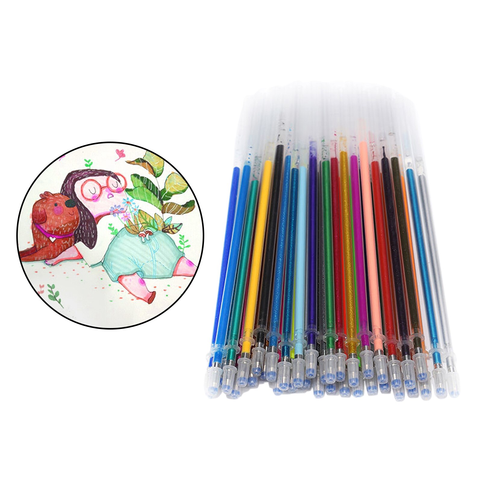 36/60/100Color Neon Gel Pen Refill Glitter Pen for Coloring Drawing Craft Marker