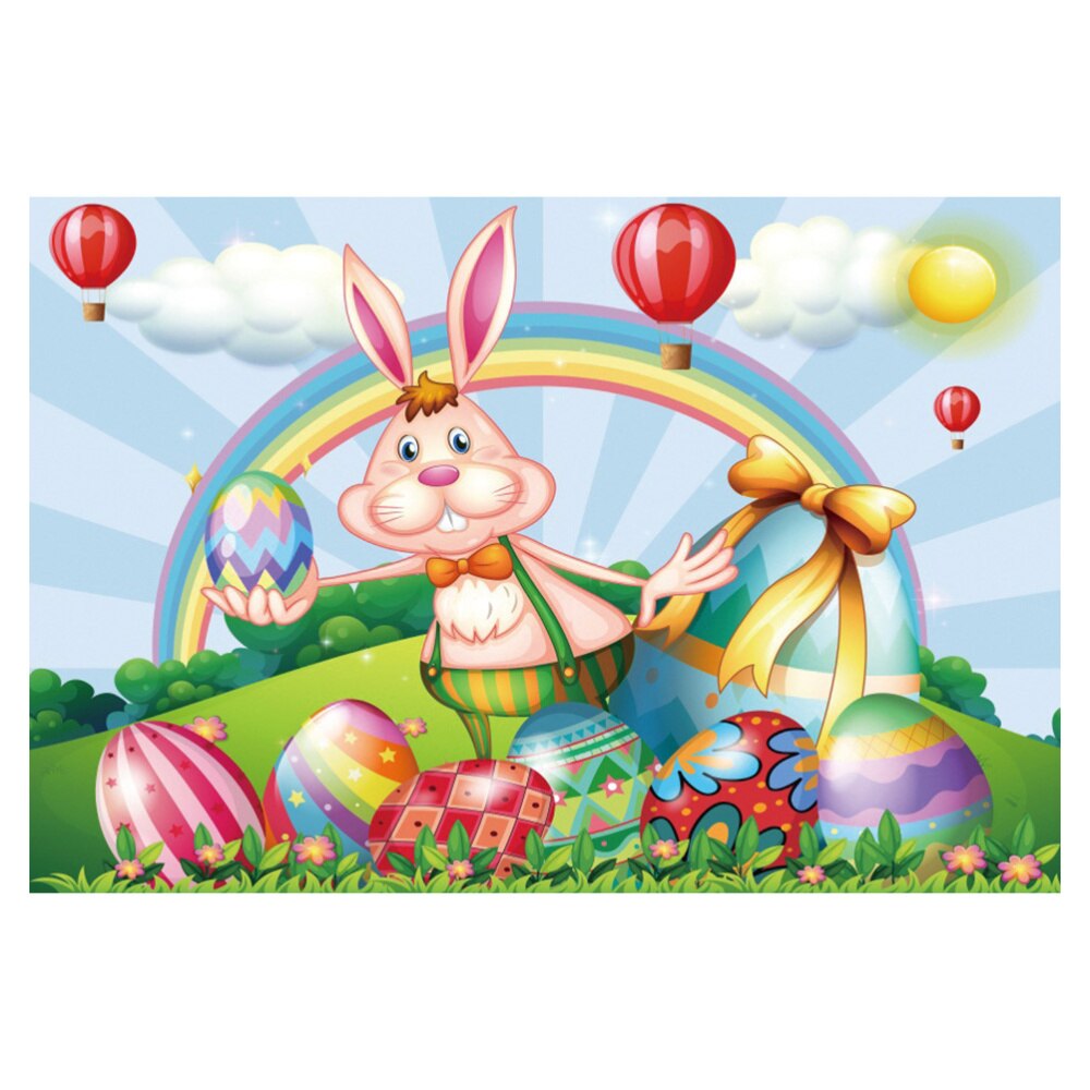 1Pc Cartoon Bunny Photo Background Easter Eggs Wall Backdrop for Photography