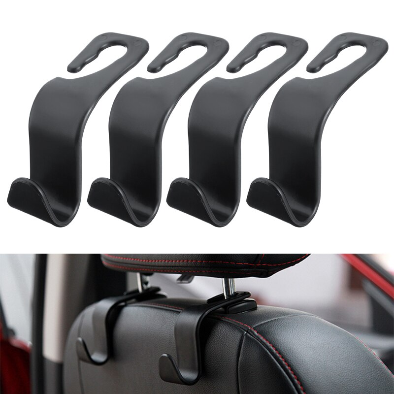Support de crochet noir pour appui-tête de siège de voiture, pour sac à main en tissu, boucle de crochet remplaçable pour tous les modèles de voitures, 4 pièces