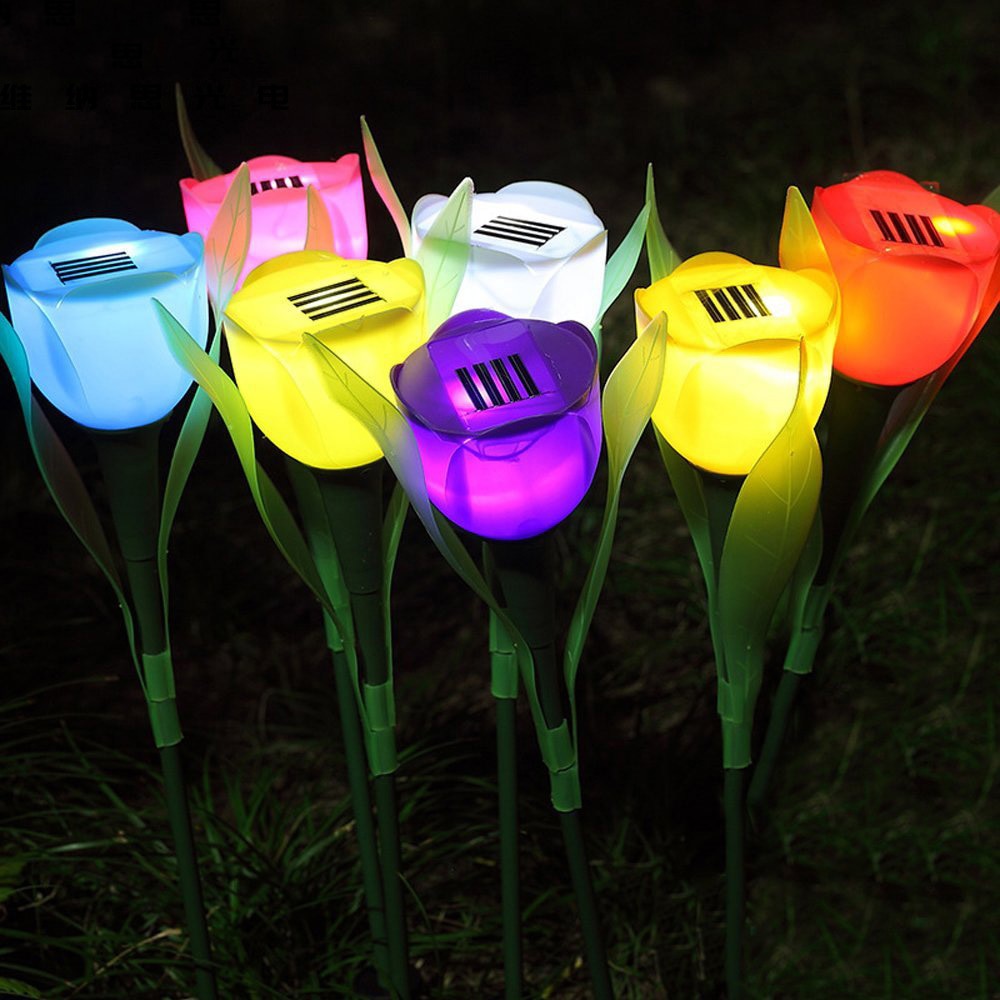 Lámpara Solar de tulipán para exteriores, luz multicolor impermeable para decoración de césped, camino de jardín, patio, 1 ud.