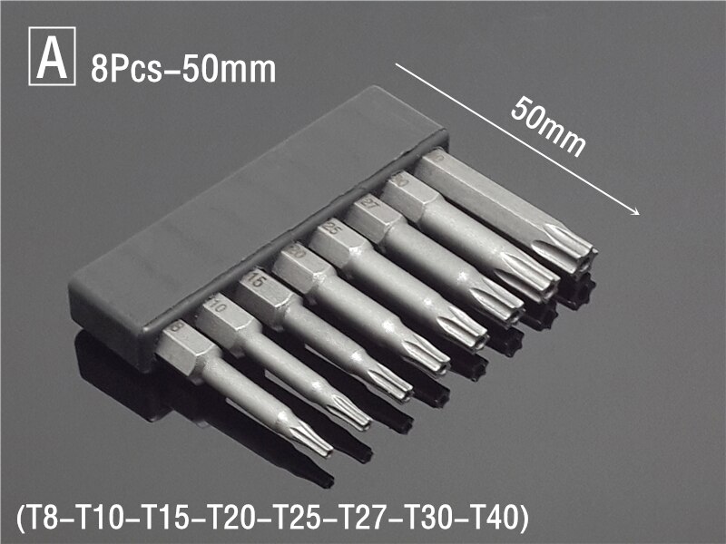 Jeu de tournevis magnétiques de sécurité 50/75/100/150mm, outils à main de 1/4 pouces à tête plate hexagonale: (A) 8Pcs 50mm