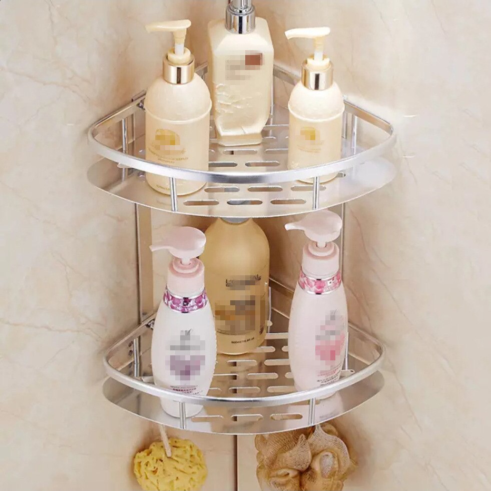 Trekant bruser hjørne badeværelse hylde opbevaring kurv holder aluminium caddy rack etagere tipi salle de bain murale douche rek