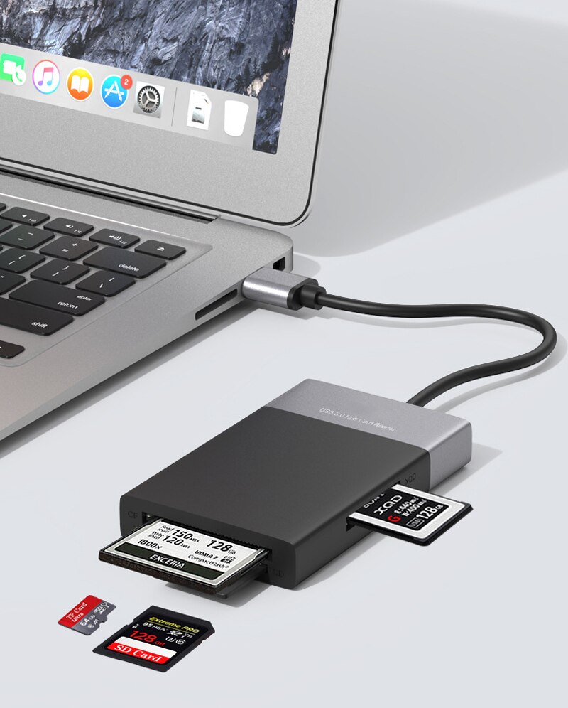 6in1 Usb 3.0 Hub Kaartlezer USB3.0 Naar Cf Xqd Sd Tf Memory Card Reader Writer Otg U Flash Disk adapter Voor Windows Mac Laptop Pc