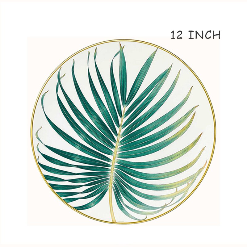 Bone China Ronde Plaat Creatieve Bos Dessert Serie Set Bladeren, Bloemen, restaurant En Thuisgebruik Koffie Set En Kom: L