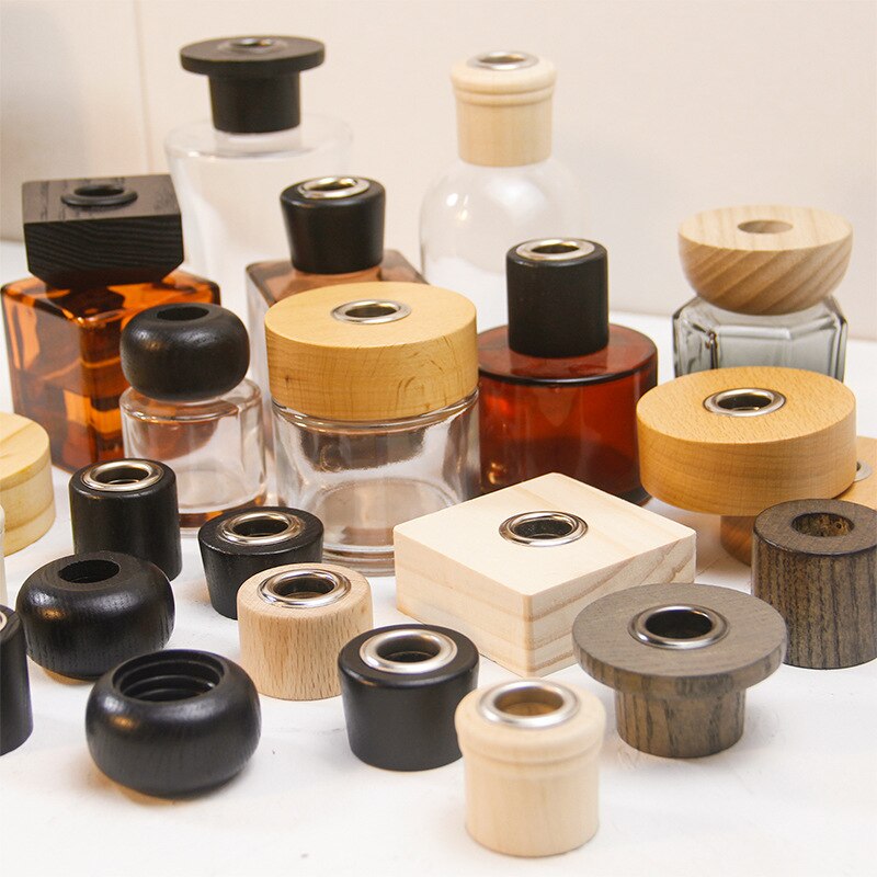 10 Stks/partij Natuurlijke Ashwood/Beuken/Grenen Houten Cap Voor Aromatherapie Diffuser Riet Diffuser Thuis Geur Etherische Olie Hout cap