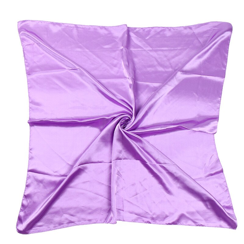 Solid Color Satin Women Scarf 90*90cm Big Wraps Lady Headband Hajib Muslim Female Square Scarf: light purple