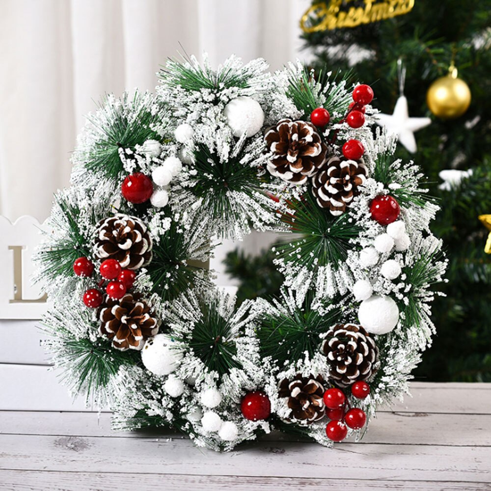 Juledekoration krans håndlavet simulation julekrans dør hængende vindue rekvisitter arrangement dekoration