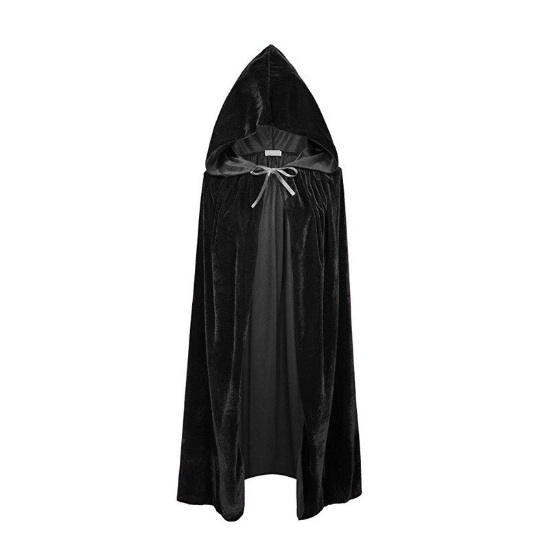 Adultos Unisex hombres mujeres terciopelo Halloween capa de disfraz con capucha Medieval bruja vampiro capa de disfraz abrigos Cosplay: Black