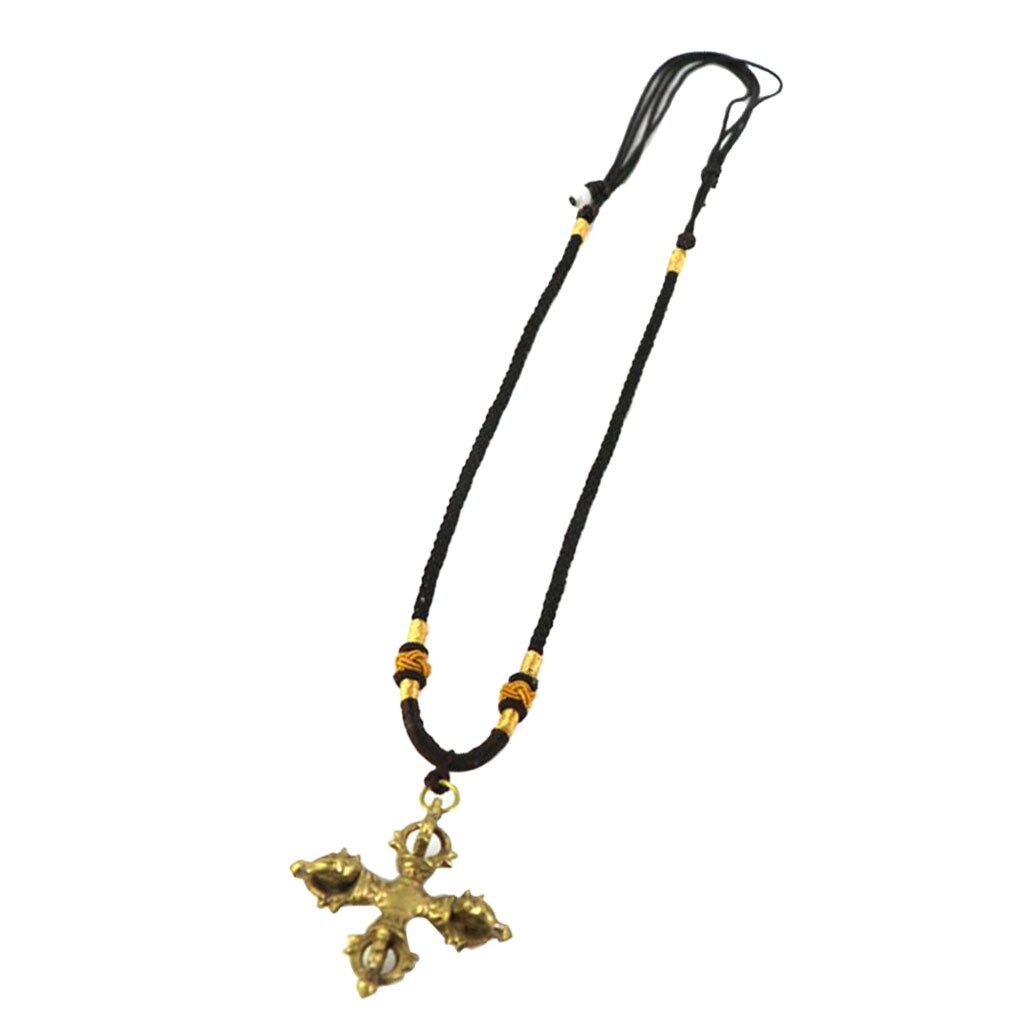 Cruz budista tibetana Dorje Vajra amuleto colgante hecho a mano en Nepal-cobre