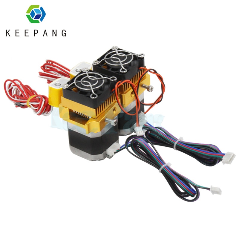 12V 40W MK8 Dual Head Extruder 3D Printer Extruder 0.4mm Nozzle Double Hotend Extrusion 1.75mm Filament with Motor Fan 3D Parts