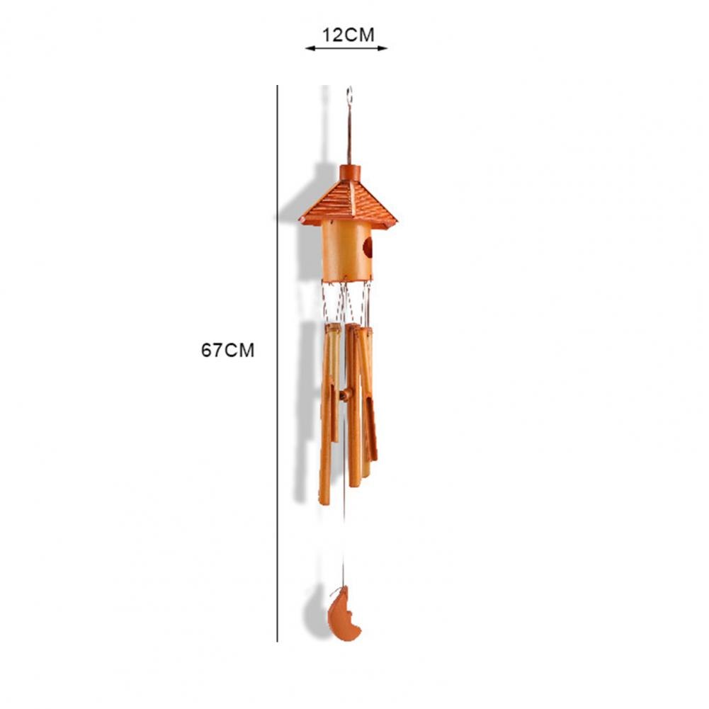 Wind Chime Bird Nest Pavilion Shape Hanging Bamboo Lightweight Decoration Windchime for Home