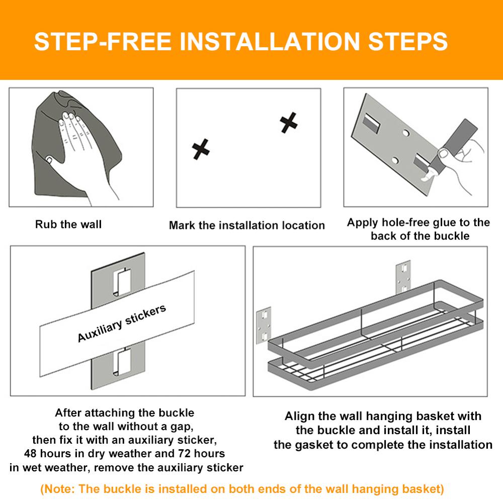 Kitchen punch-free stainless steel wall-mounted multi-function shelf condiment storage rack thickened floating finisher bathroom