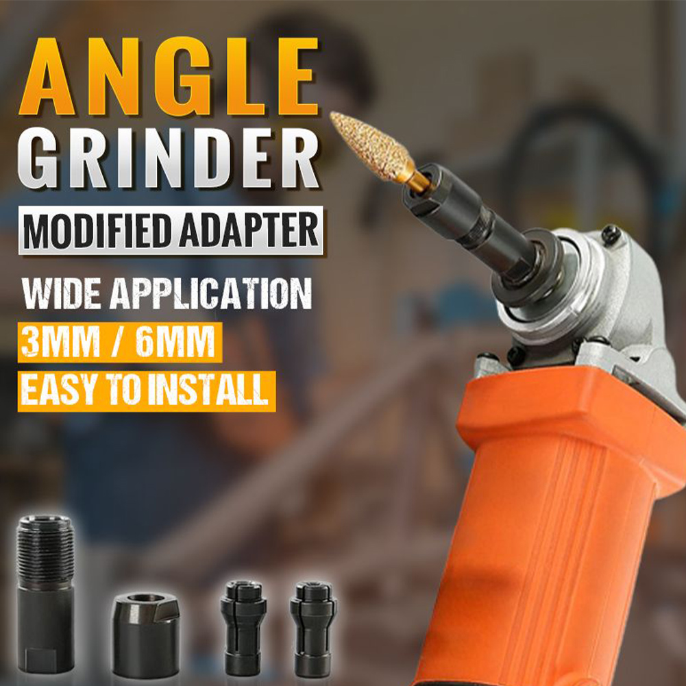 3+6mm- vinkelsliper modifisert adapter til rettsliperchuck for 100-- type vinkelsliper  m10*1.5- gjengeskjæring trebearbeiding også