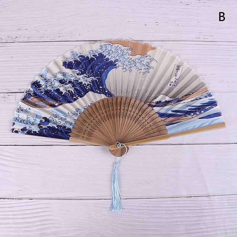 Zijde Hand Fan Mount Fuji Kanagawa Golven Japanse Vouwen Ventilator 1Pc Pocket Fan Bruiloft Accessoires Decoratie Event Supplies: B