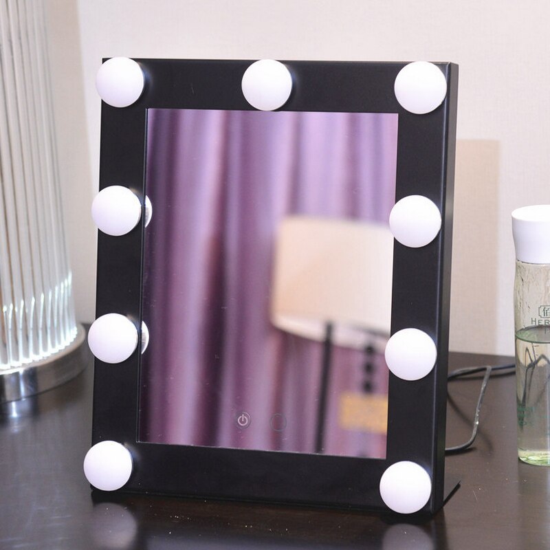 Hollywood Style Lighted Makeup Mirror with Lights Cosmetic Beauty Vanity Mirror Dimmable led Bulbs Make-up Mirrors: Black