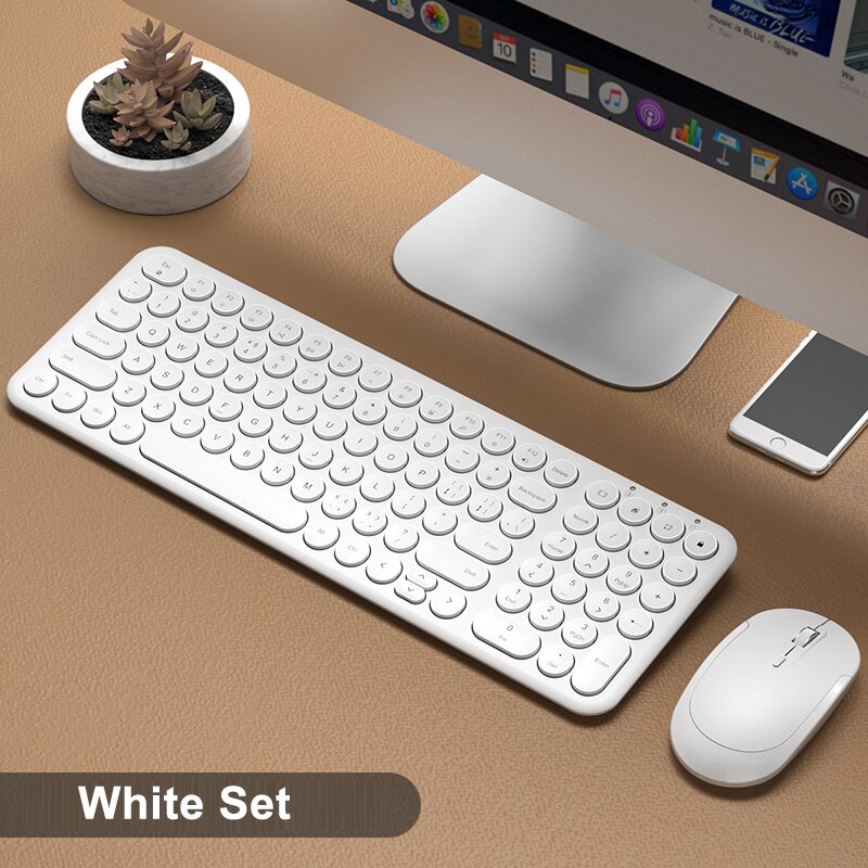 2.4G Wireless Rechargeable Gaming Keyboard And Mouse Keyboard Gaming Mouse For Macbook PC Gamer Computer Laptop Keyboard: White Set