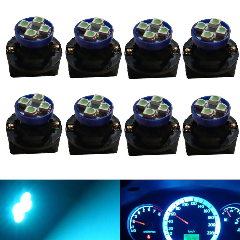 8pcs T10 4 Led 3528SMD Bulb W5W 158 194 PC194 PC168 Twist Lock Socket Car Dash Dashboard Instrument Cluster Panel Gauge Light