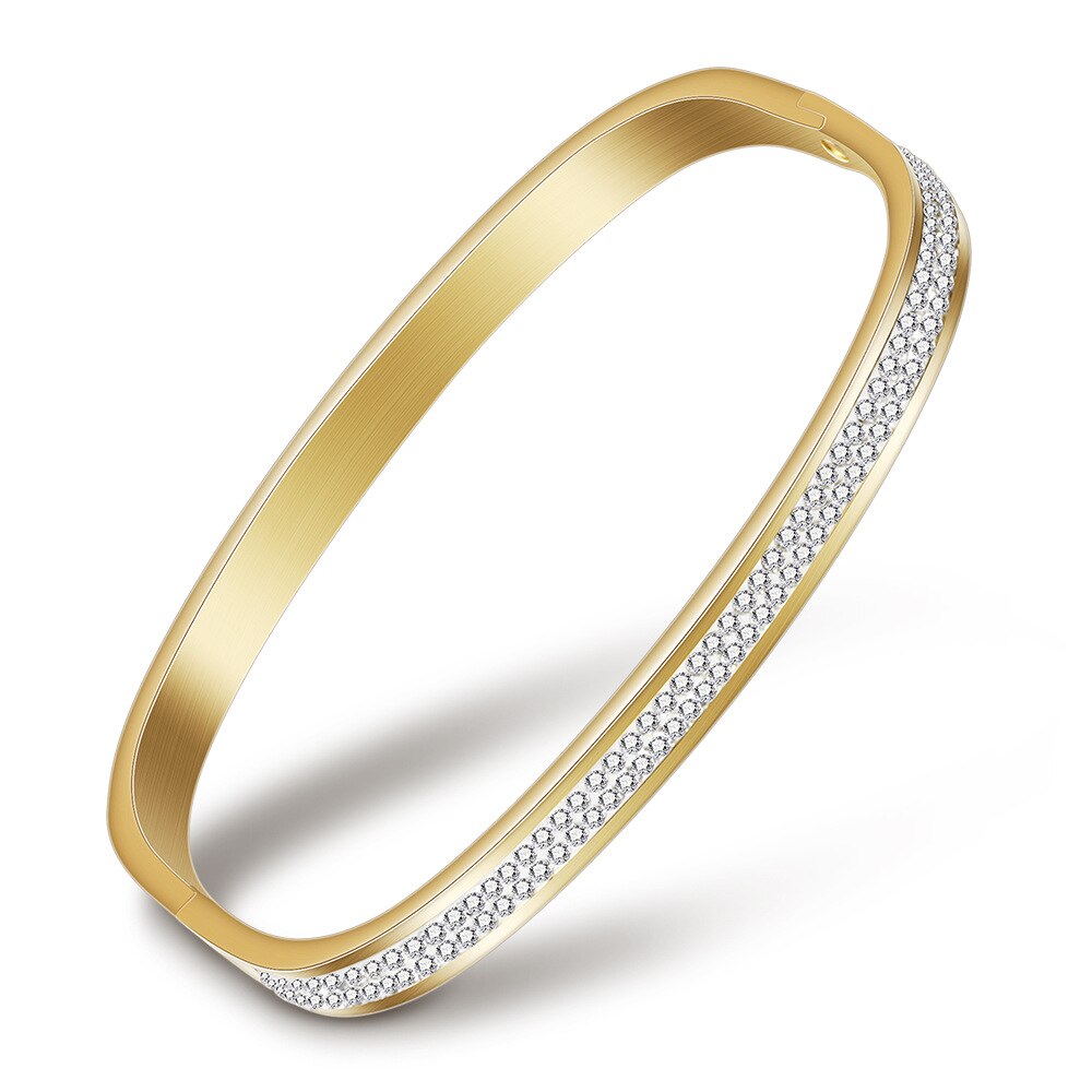ZORCVENS strass di cristallo a due file pavimenta bracciali e braccialetti in acciaio inossidabile per accessori moda donna gioielli braccialetto: 84089