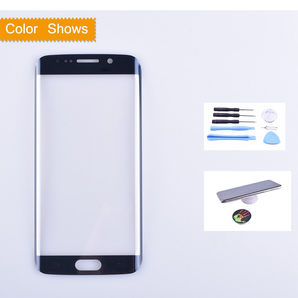 For Samsung Galaxy S6 edge G925 SM-G925V SM-G925P G925F G9250 Touch Screen Front Glass Panel Outer Glass Lens NO LCD: blue with gift