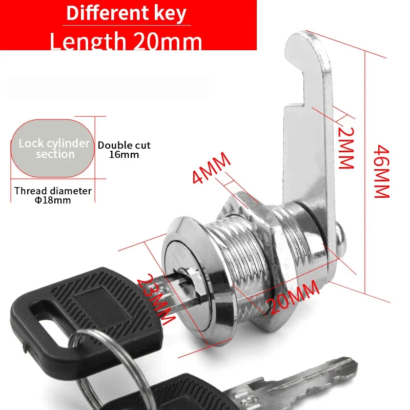5/20 Sets Metalen Cilinder Kast Cam Lock Met 2 Sleutels (Dezelfde Sleutel/Verschillende Sleutel)-16Mm Voor Lade, Brievenbus, Archiefkast: zwart en wit