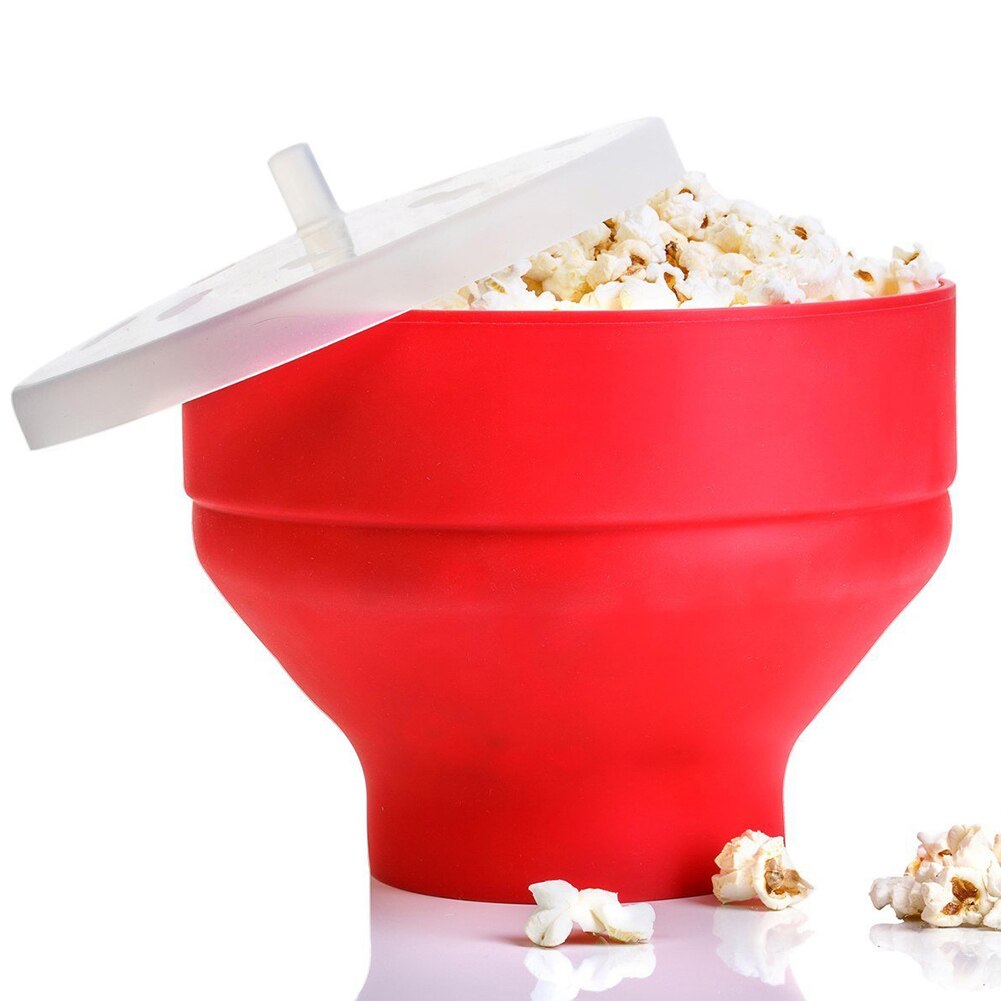 Siliconen Popcorn Maker Magnetron Popcorn Emmer Opvouwbare Siliconen Popcorn Emmer Poppers Kom Diy Popcorn Maker Met Deksel # W0