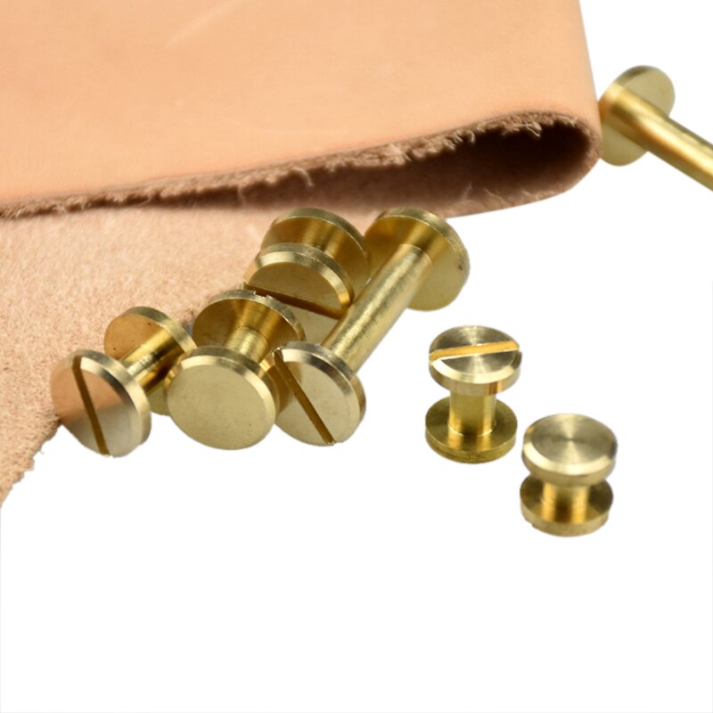 10 PC Messing Dubbele Vliegtuig Knop Stud Schroef Nagel Klinknagel Schroef Terug Lederen Riem voor Naaien Handgemaakte DIY Accessoires materiaal