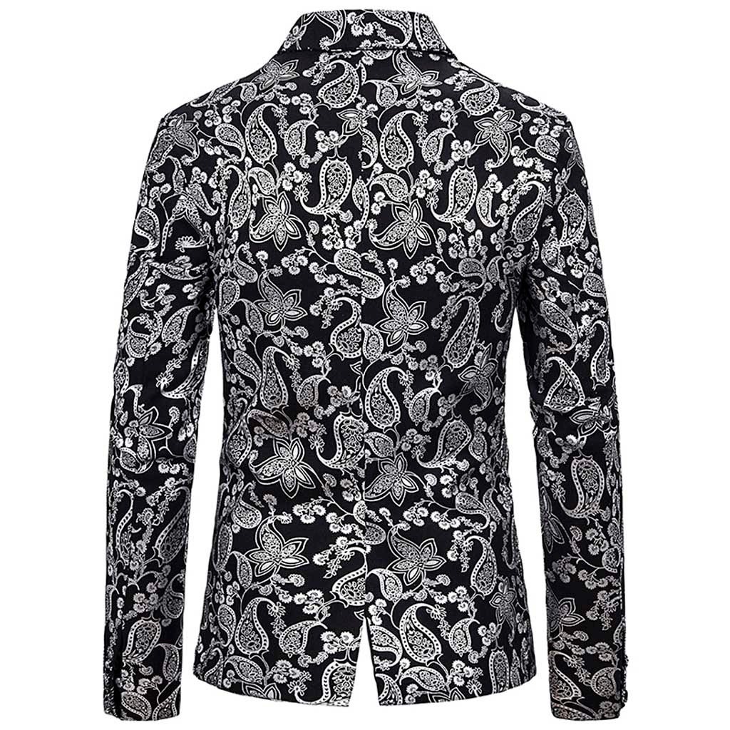 Men's Business Wedding Party Gold Stamp Button Blazer - Autumn Winter Casual Outwear