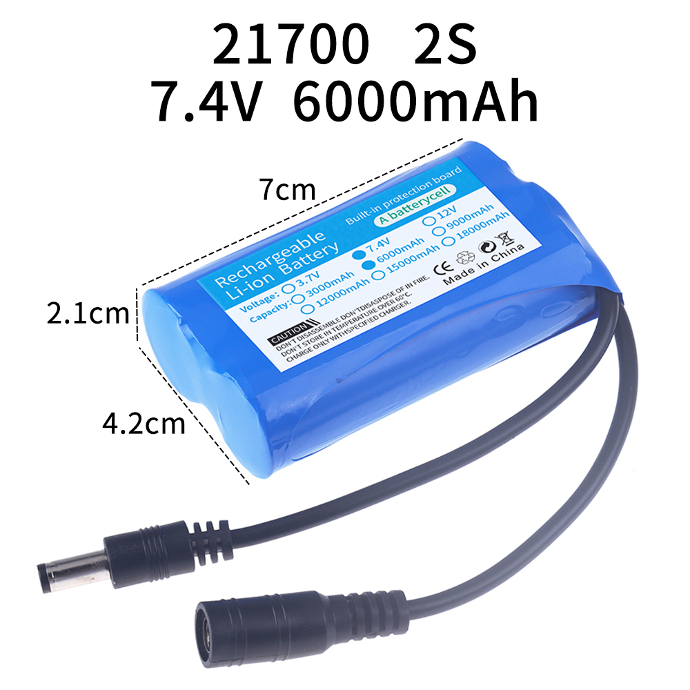 7.4v lithium-batterier 6000/12000/18000/24000 mah 21700 2s bådbatterier til fjernstyrede agnbåde, agnfodringsbåd: Rød